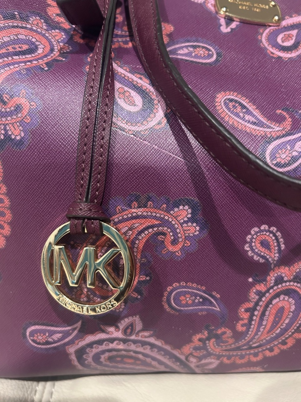 Michael Kors Purple Paisley Tote with Matching Wristlet Set - Picture 5 of 13